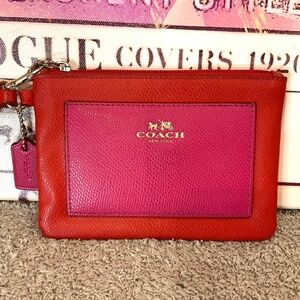 COACH Red Pink Color Block Wristlet